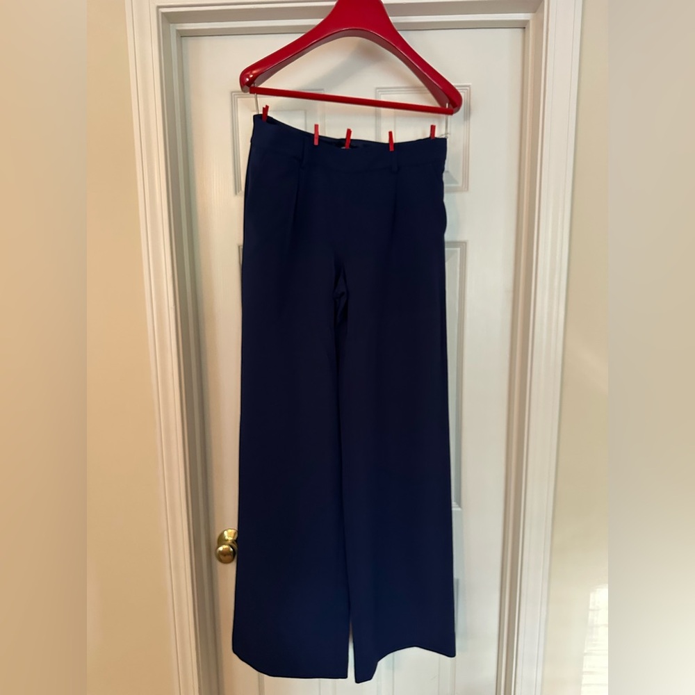 Express Navy Blue Wide-Leg Trousers 8 Long